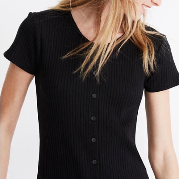 Madewell Button-Front Ribbed Mini Dress - Picture 4 of 10